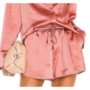 Camila Coelho Womens Estella Shorts Satin Elastic Waistband Drawstring Pockets S